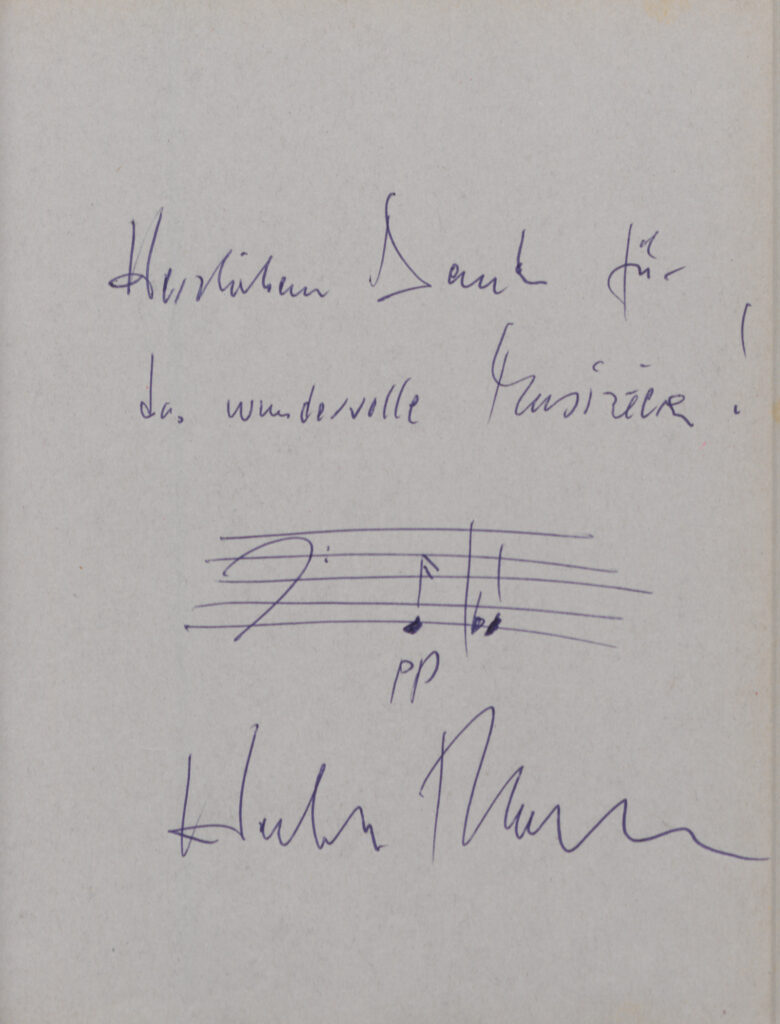 Widmung Herbert Blomdtedts in den Autogrammbänden Heinrich Köhlers am 13.10.1991. Abbildung: Archiv DSO