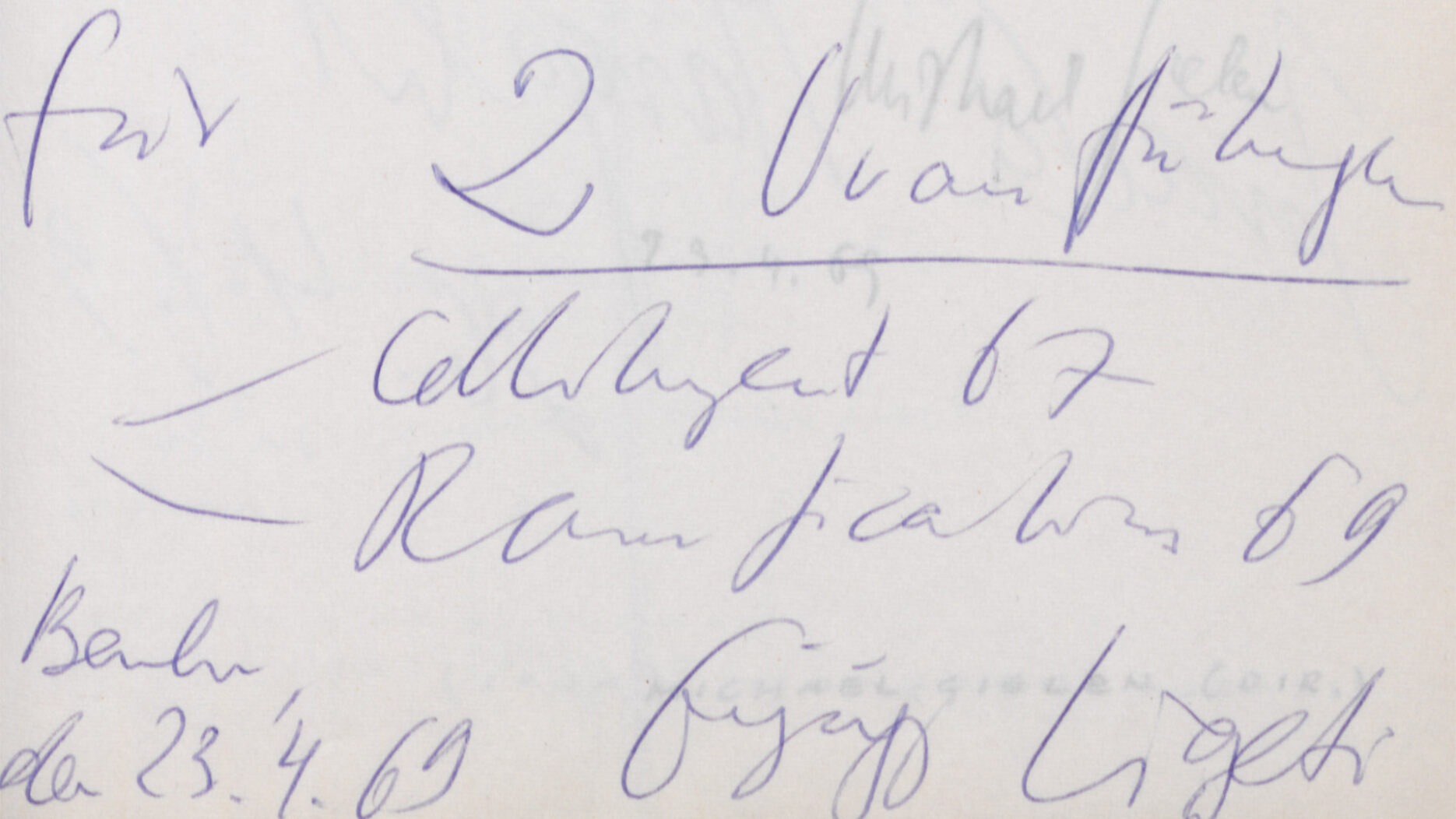 Widmung von György Ligeti am 23.4.1969. Foto: Archiv DSO